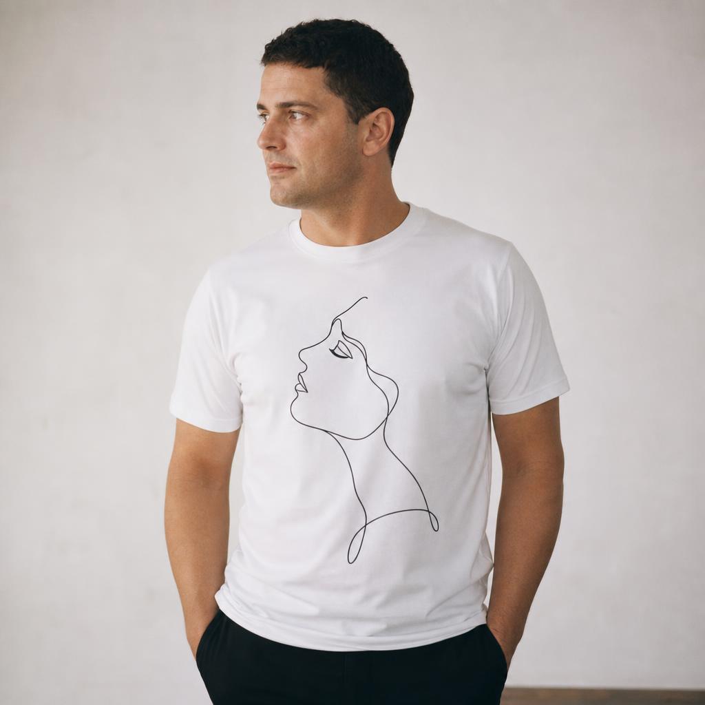 Persona con camiseta estilo Minimal Line